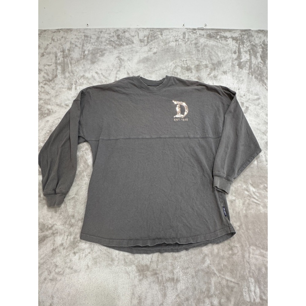 Disney Parks Spirit Jersey Size Small Gray Long Sleeve Gold Sequins Disneyland